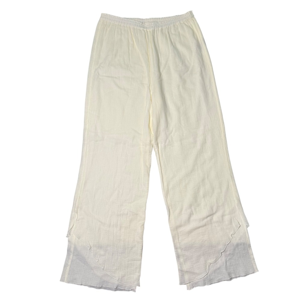 Soft Surroundings La Marche Guaze Pants Natural Women's Size M Wide Leg Cotton - Picture 2 of 8